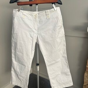 Halogen White Cotton Pants with Branded Waistband